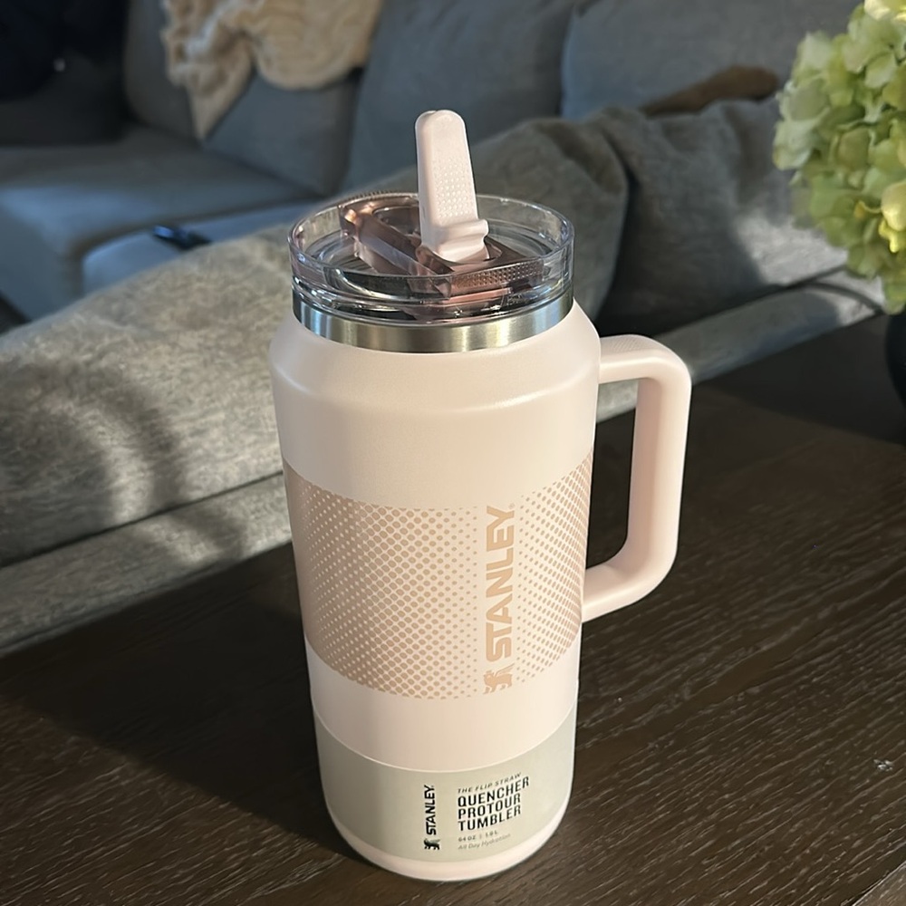 64 ounce Stanley quencher tumbler-with flip straw.